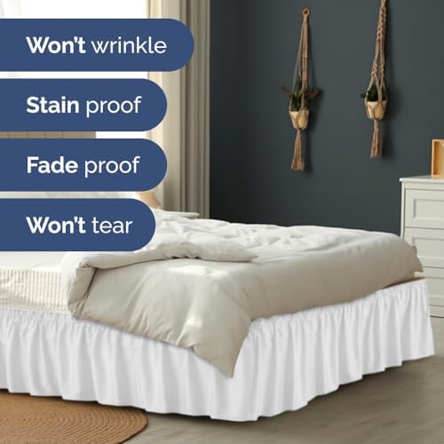 Wrap Around Dust Ruffle Bed Skirt - White - Queen Size