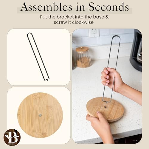 Bambsi Paper Towel Holder - Black Wooden Stand