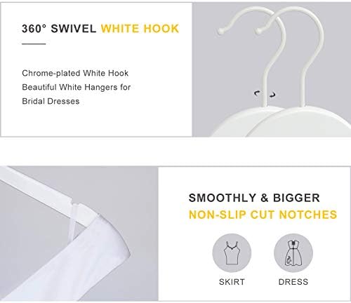 TOPIA HANGER Premium White Wooden Bride Hanger 10 Pack
