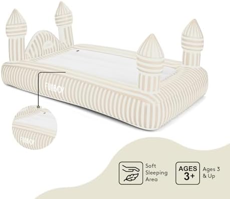 FUNBOY Kids Striped Castle Air Mattress with Travel Bag