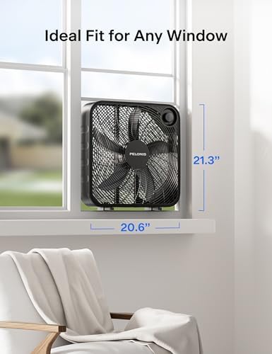 PELONIS 20 Inch Box Fan with 3 Speeds and 25fts Airflow