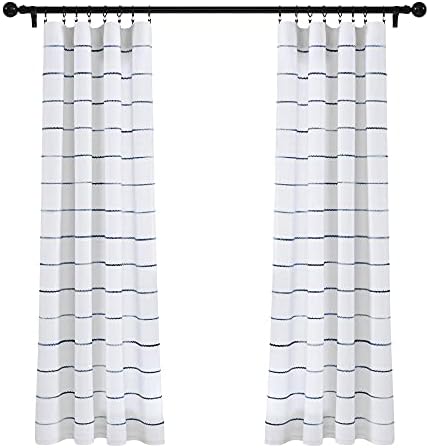 Lush Decor Ombre Stripe Cotton Curtain Panel Set Navy
