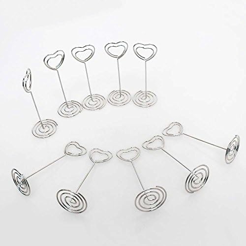 Aniann Table Card Holders 25 Pack Silver Heart Shape Photo Stands