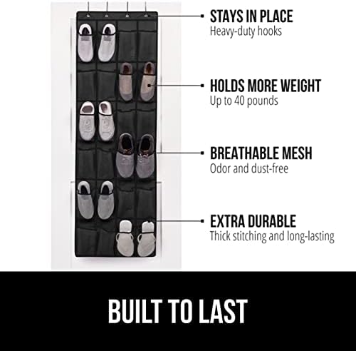 GORILLA GRIP Over the Door Shoe Organizer 24 Pockets