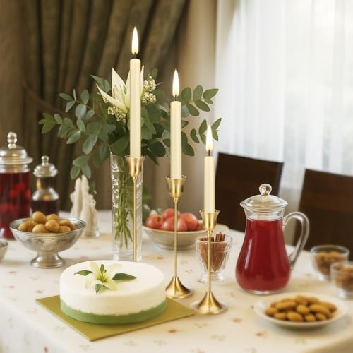 Tifanso 3PCS Brass Gold Candlestick Holders