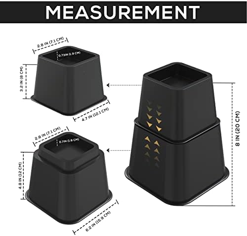 Utopia Bedding Bed Risers Set of 4 Black 3 5 8 Inch