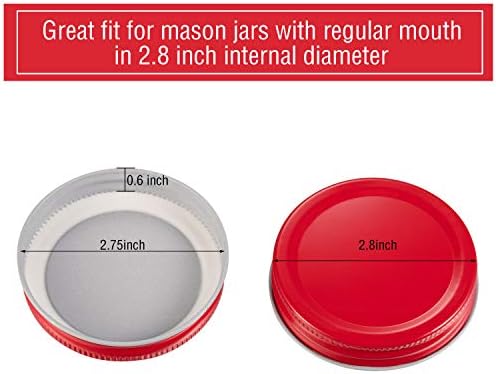 Chuangdi 30 Pack Mason Jar Lids Leak Proof Secure Storage Caps Red