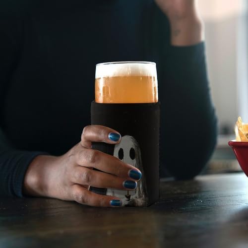 Cute Ghost Candle Beer Can Cooler Sleeve Halloween Insulated Beverage Holder