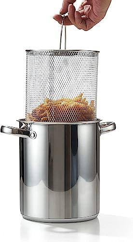 Cook N Home 304 Stainless Steel Deep Fryer Pot with Drip Drainer