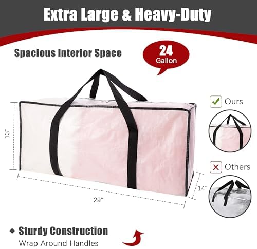 Extra Large Moving Bags with Zippers and Handles 8 Pack