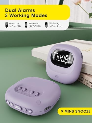 Vibrating Alarm Clock with Dual Alarms and Week Display