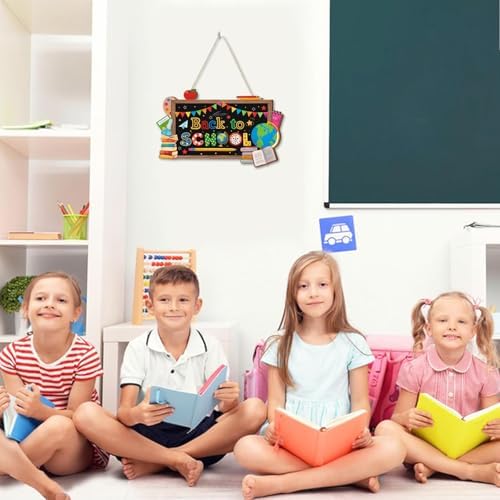 Aryroi Back to School Wood Sign with Blackboard Design