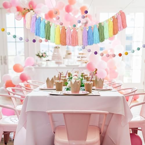 2pcs Boho Tassel Garland with Pom Pom and Felt Balls