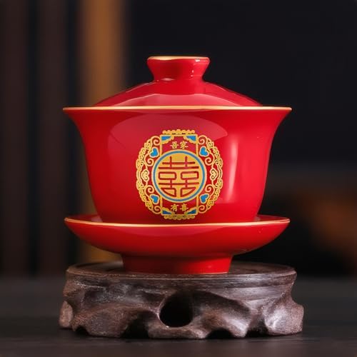 Chinese Red Tea Cup Set for Wedding Party