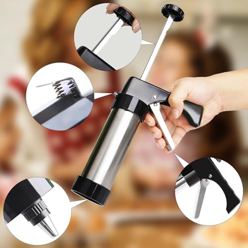 Cookie Press Set with 13 Discs and 8 Icing Nozzles