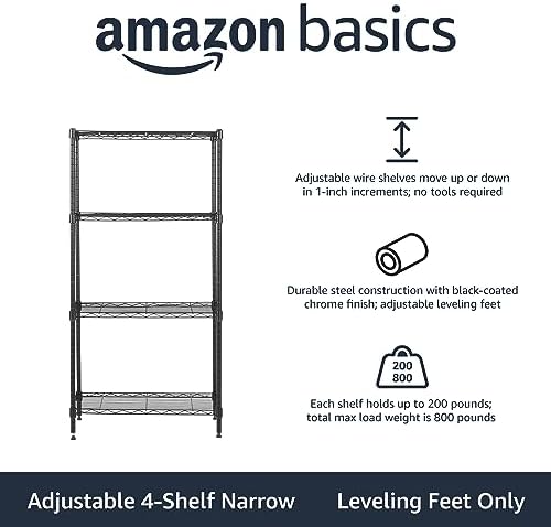 Amazon Basics 4 Shelf Steel Wire Storage Rack Black 48 Inches