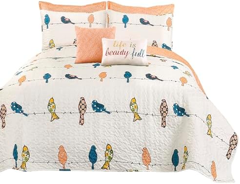 Lush Decor Rowley Birds Quilt Set 7 Piece Full Queen