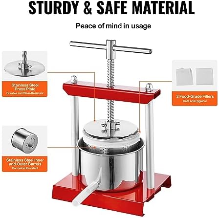 VEVOR Manual Wine Press 2L with Dual Barrels and T-Shaped Handle