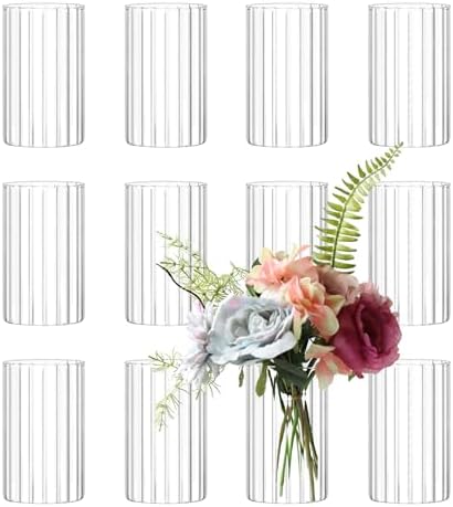 12Pcs Glass Cylinder Vases for Centerpieces