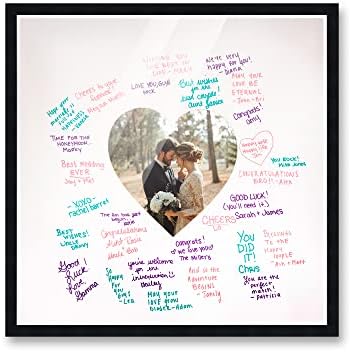 20x20 Square Black Signature Picture Frame with White Heart Mat