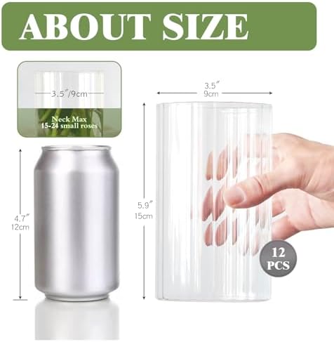 12Pcs Glass Cylinder Vases for Centerpieces