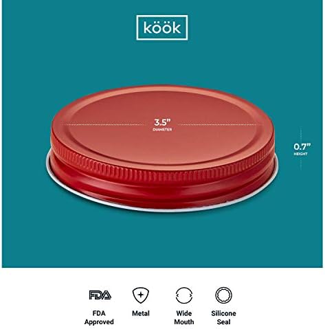 Kook Mason Jar Lids Wide Mouth Set of 12 Red