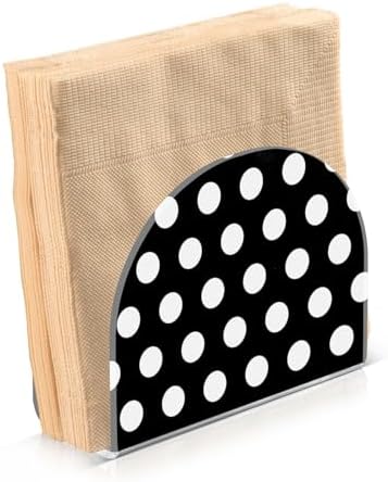 Caikeny Acrylic Napkin Holder Black White Polka Dot