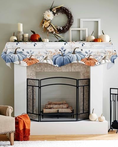 Thanksgiving Pumpkin Fireplace Mantel Scarf 90x17 Inch