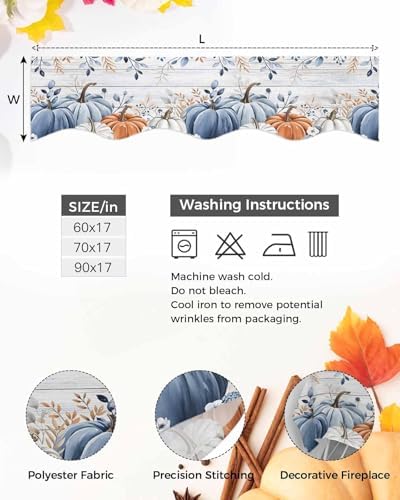 Thanksgiving Pumpkin Fireplace Mantel Scarf 90x17 Inch
