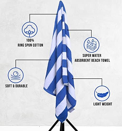 Utopia Towels 4 Pack Cabana Stripe Beach Towels 30x60 Inches