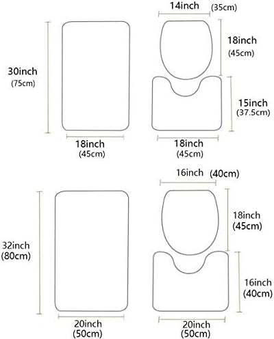 YESOF66 3 Piece Bathroom Rug Set with U Shaped Toilet Cover
