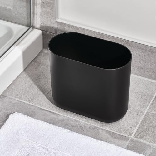 iDesign Slim Oval Plastic Trash Can - Matte Black 1056 x 55 x 977