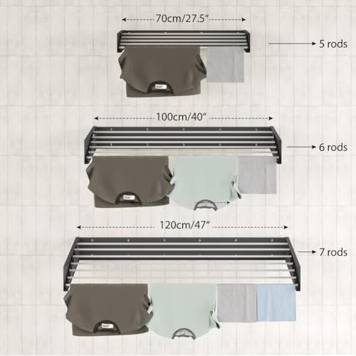 Step Up Laundry Drying Rack 28 Inch Wall Mounted