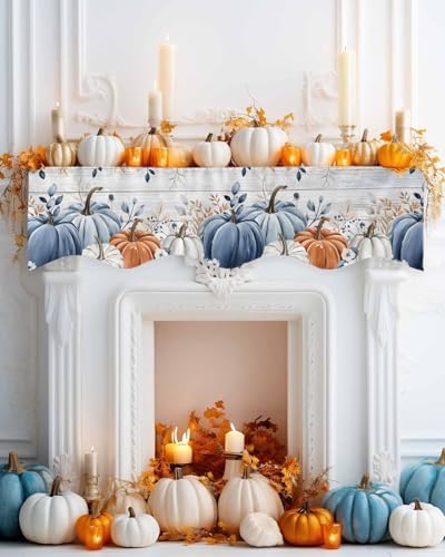 Thanksgiving Pumpkin Fireplace Mantel Scarf 90x17 Inch