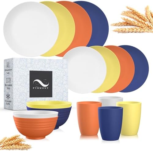 PYRMONT 16PCS Wheat Straw Dinnerware Set for 4