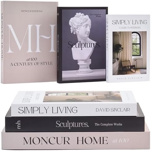 Mid Century Modern Decorative Bookshelf Books Set of 3