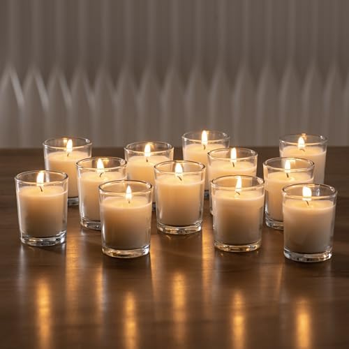 Housecret 24 Pack Warm White Clear Glass Votive Candles