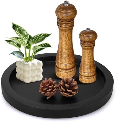 Ayiaren Round Wooden Serving Tray Coffee Table Ottoman Decor