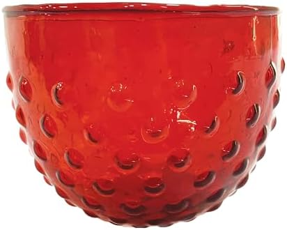Creative Co Op Red Glass Hobnail Serving Bowl