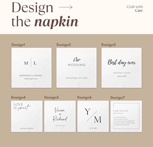 100 Pcs Custom Cocktail Napkins for Weddings and Events