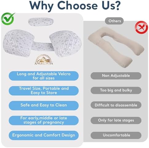 ANGELYCIA Pregnancy Pillow with Adjustable Velcro Support