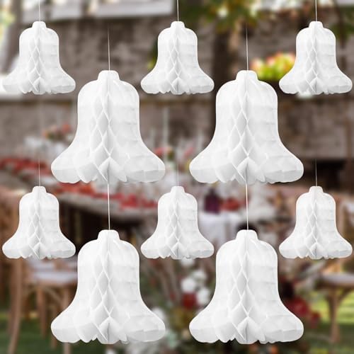 24 Pcs White Hanging Wedding Bells Decorations