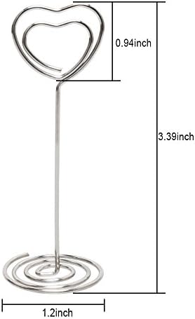Aniann Table Card Holders 25 Pack Silver Heart Shape Photo Stands