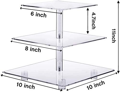 YestBuy 3 Tier Clear Cupcake Stand - LED Light - Premium Acrylic Display