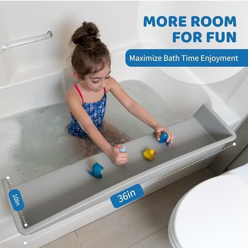 Tub Topper Bathtub Splash Guard Play Shelf Gray