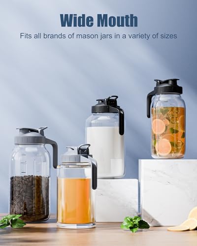 VA1KENE 4-Pack Mason Jar Pour Spout Lid Black