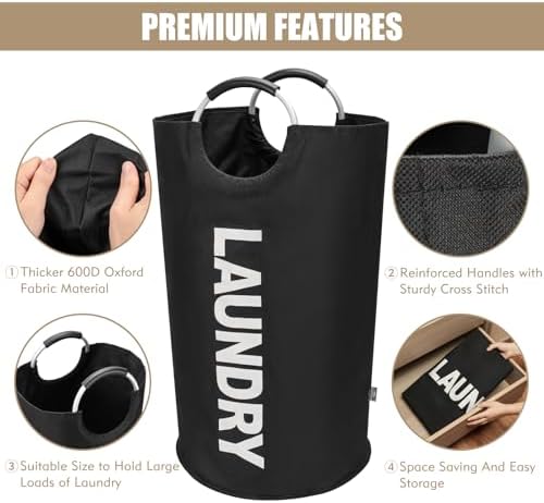 DOKEHOM 90L Large Laundry Basket with Collapsible Handle