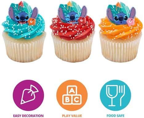 DecoPac Disneys Stitch Cupcake Rings 24 Pack