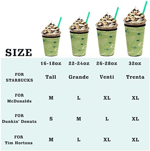 Candle Christmas Tree Iced Coffee Sleeve 30-32 oz Reusable Neoprene