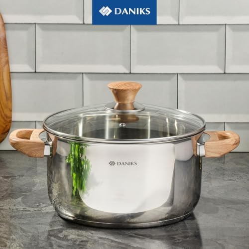 Daniks Oslo Stainless Steel Stockpot with Glass Lid 6 Quart Silver